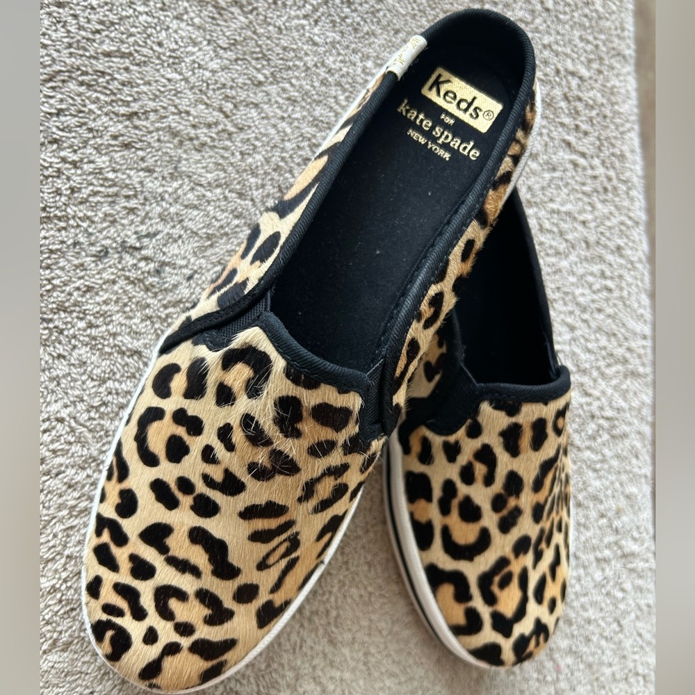 Keds x Kate Spade Leopard Calf Hair Slides